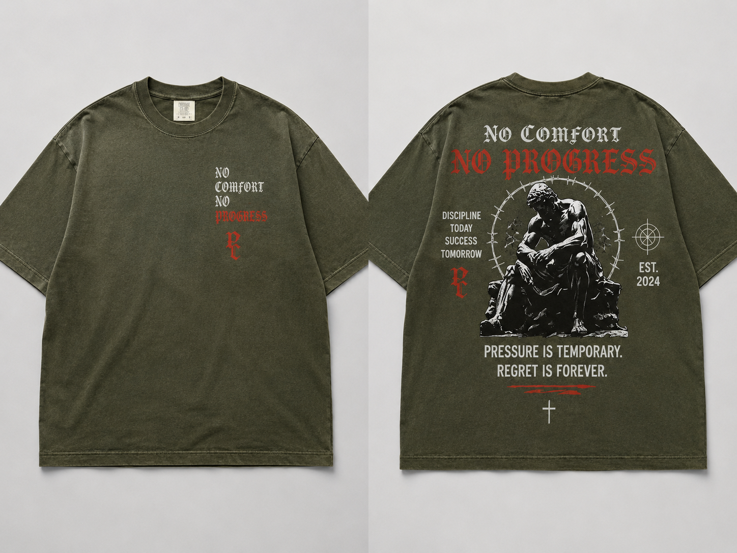 Pressure Club – No Comfort No Progress Tee